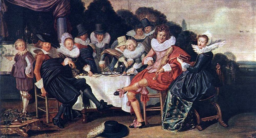 Dirck Hals Amusing Party in the Open Air - Canvas Print