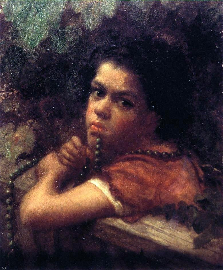 Eastman Johnson Hannah amidst the Vines - Canvas Print