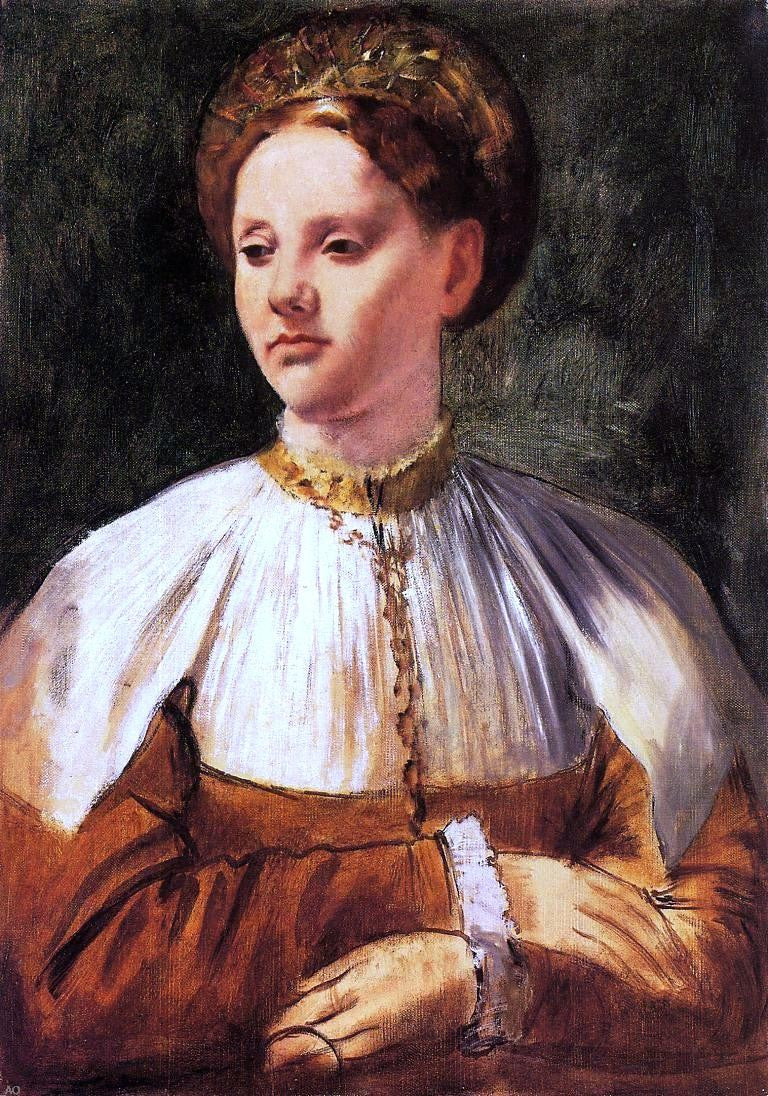 Edgar Degas Portrait of a Young Woman (after Bacchiacca) - Canvas Print