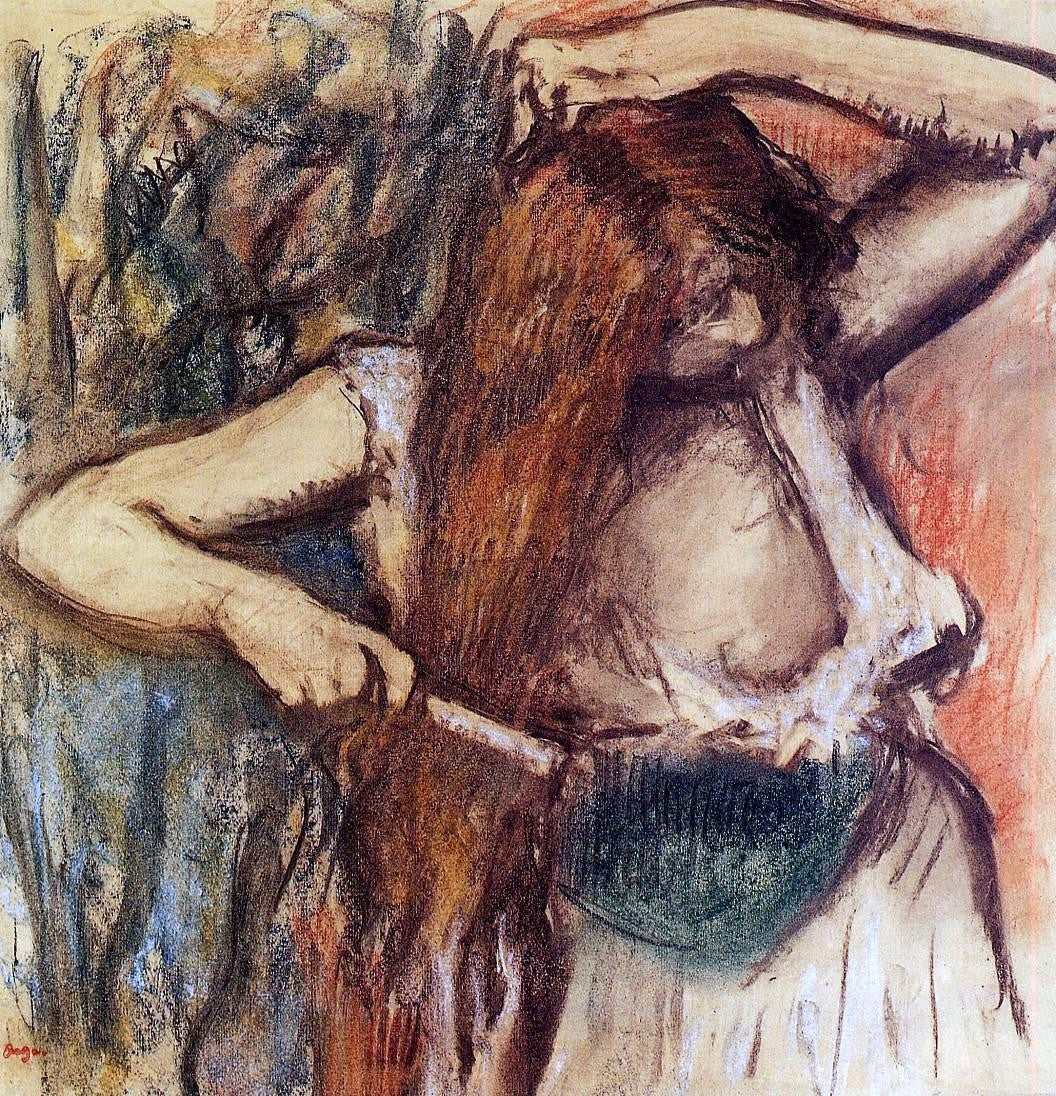 Edgar Degas Woman Combing Her Hair - Canvas Print