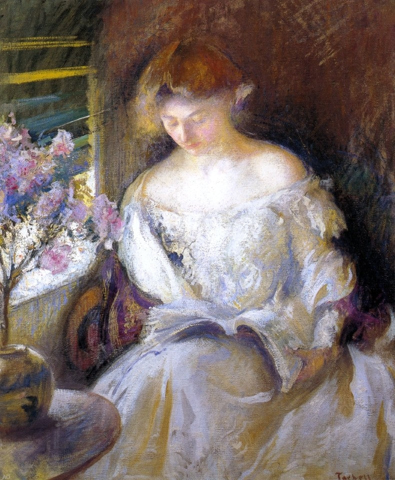 Edmund Tarbell Girl Reading (by a Window) - Canvas Print