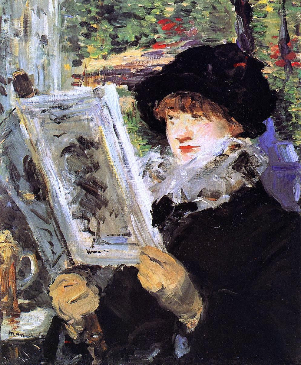 Edouard Manet Reading (also known as Reading L'Illustre) - Canvas Print