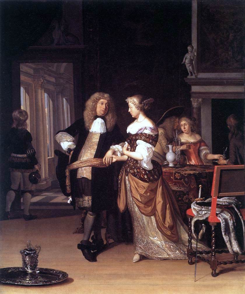 Eglon Van der Neer Elegant Couple in an Interior - Canvas Print