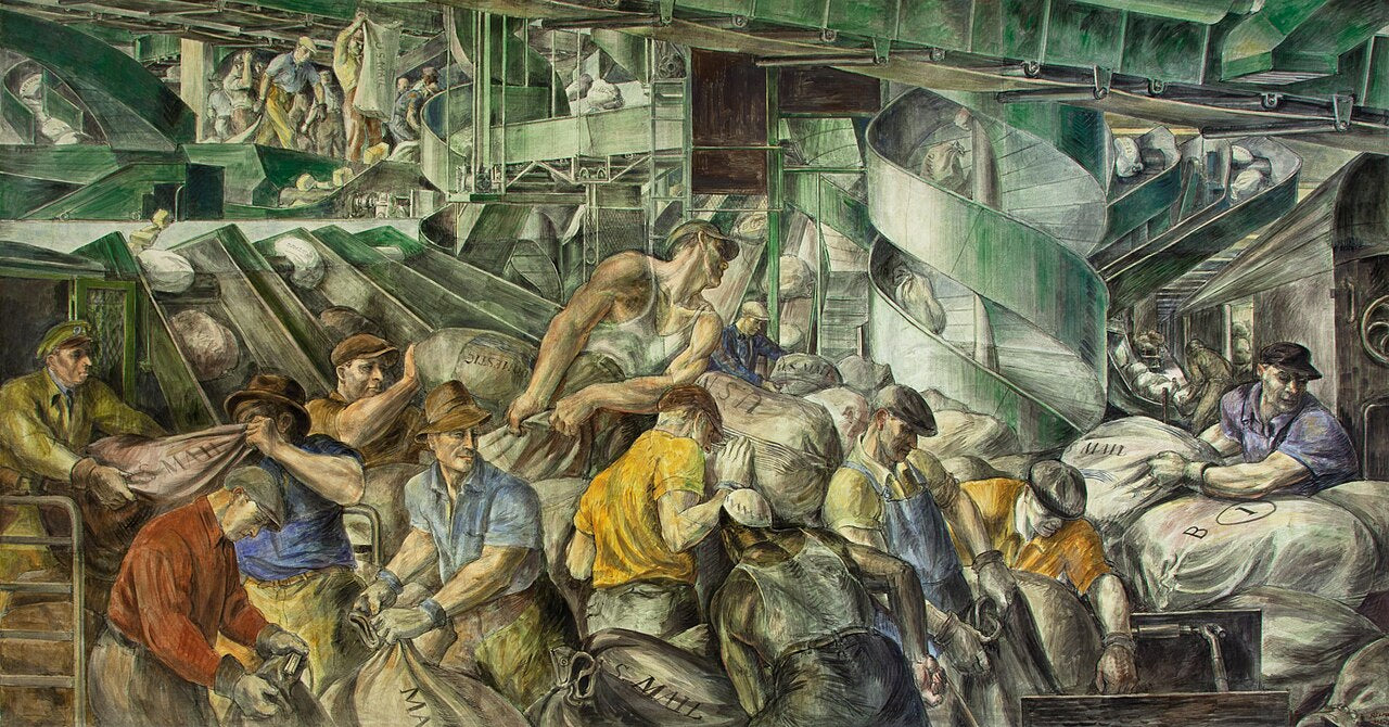 Reginald Marsh Sorting the Mail - Canvas Print