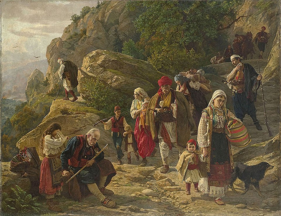 Uros Predic Refugees from the Herzegovina Uprising - Canvas Print
