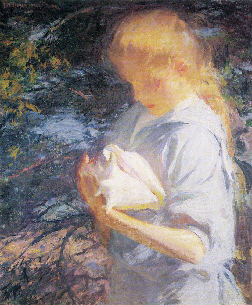 Frank Weston Benson Eleanor Holding a Shell - Canvas Print