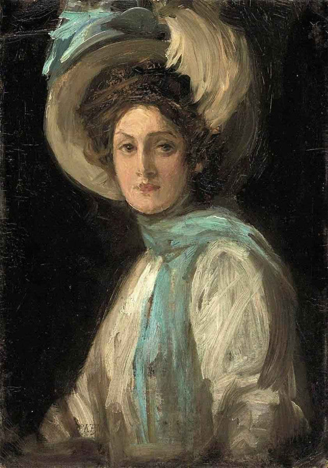 John Lavery A Lady in Blue and White - Canvas Print
