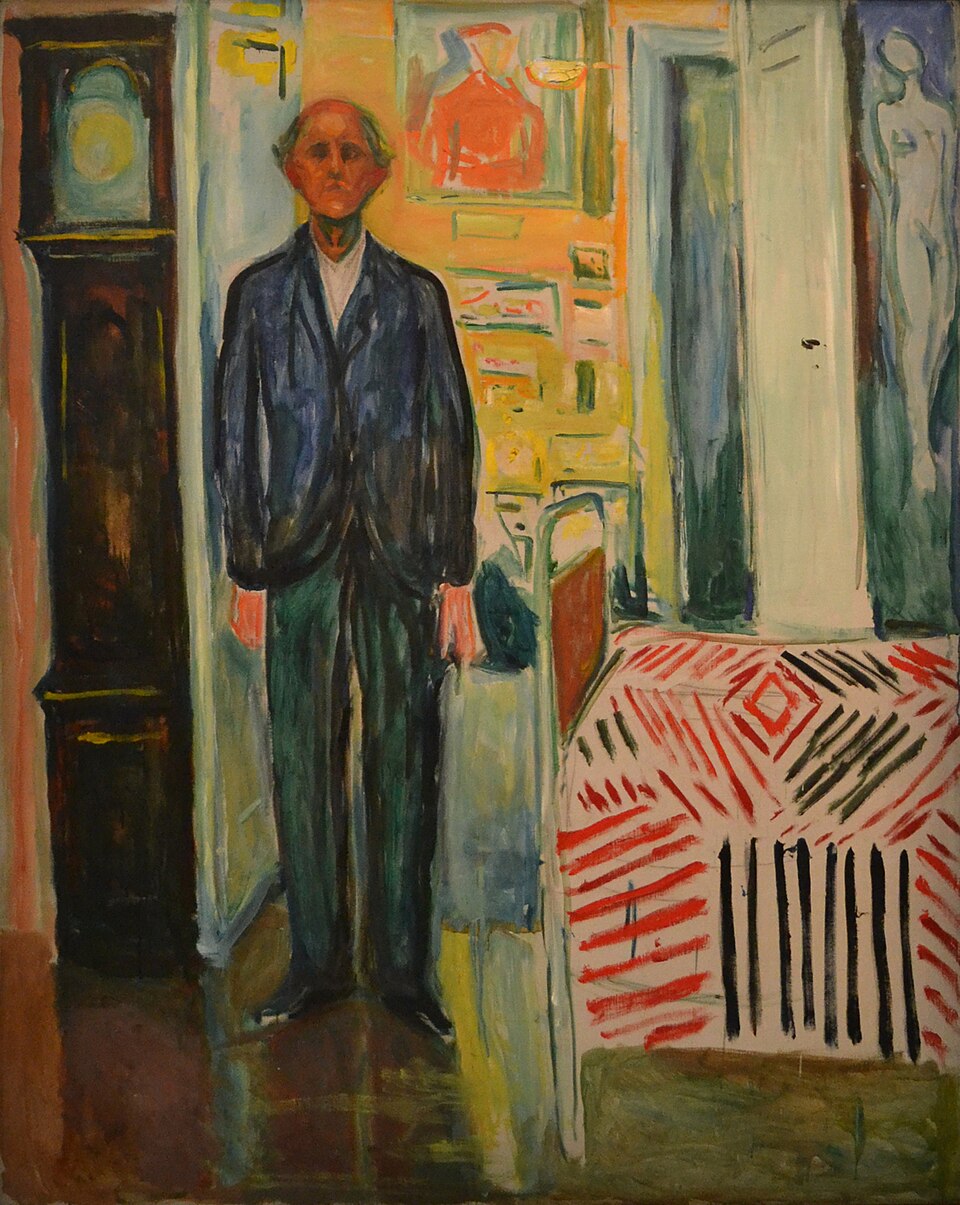Edvard Munch Self-Portrait. Between the Clock and the Bed. - Canvas Print