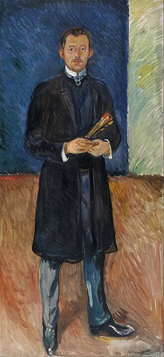 Edvard Munch Self-Portrait with Brushes - Canvas Print