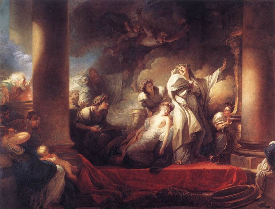 Jean-Honore Fragonard Coresus Sacrificing Himself to Save Callirhoe - Canvas Print