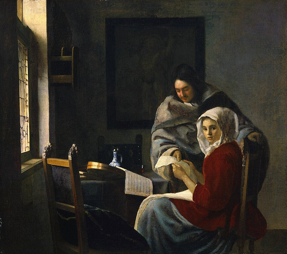 Johannes Vermeer Girl Interrupted at Her Music - Canvas Print
