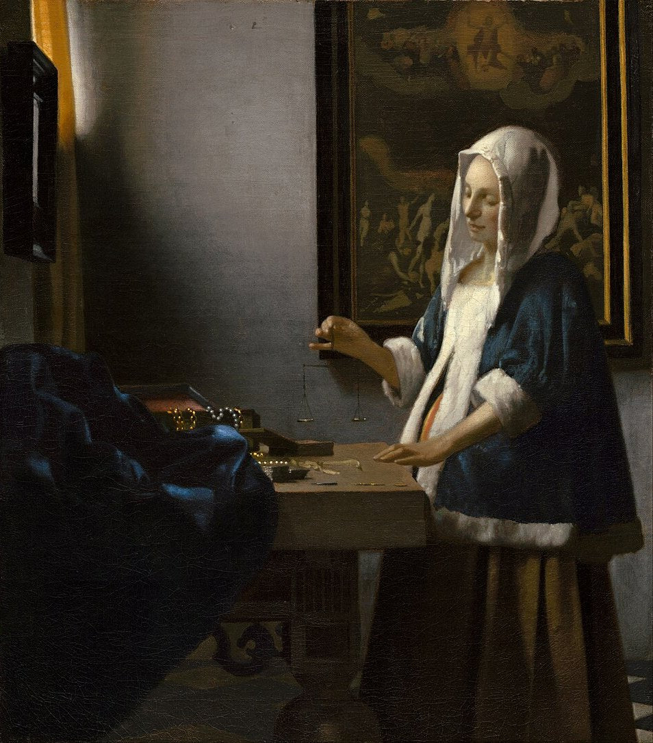 Johannes Vermeer Woman Holding a Balance, also known as Woman with a Balance - Canvas Print