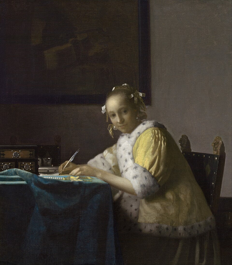 Johannes Vermeer A Lady Writing a Letter - Canvas Print