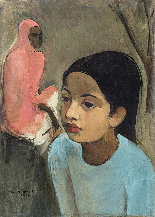 Amrita Sher-Gil The Little Girl in Blue - Canvas Print