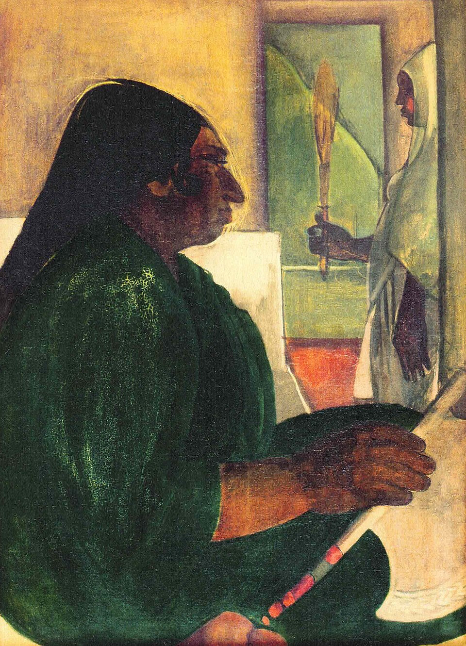 Amrita Sher-Gil Woman with Fan - Canvas Print