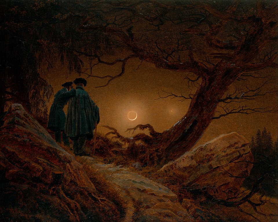 Caspar David Friedrich Two Men Contemplating the Moon - Canvas Print