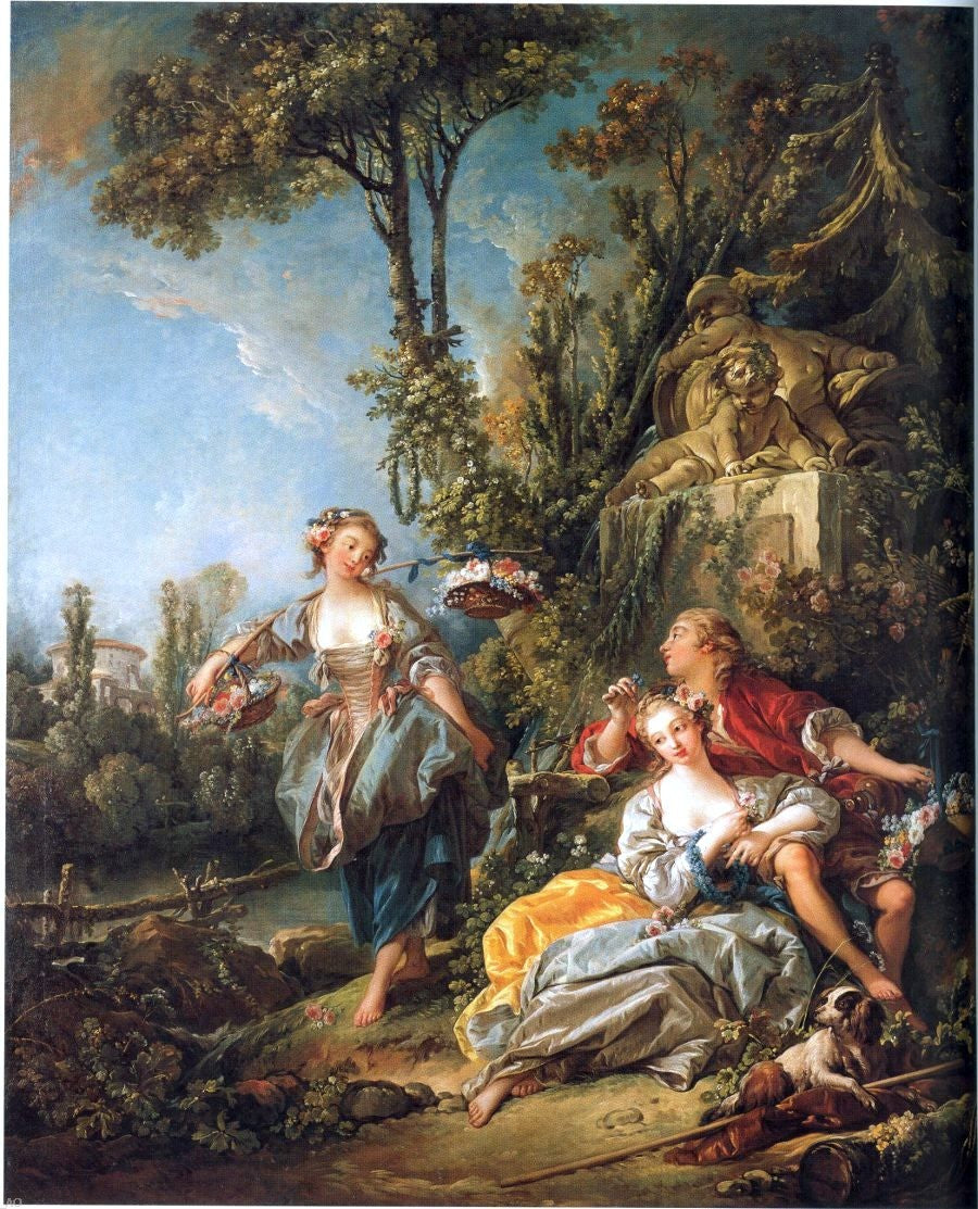 Francois Boucher Lovers in a Park - Canvas Print