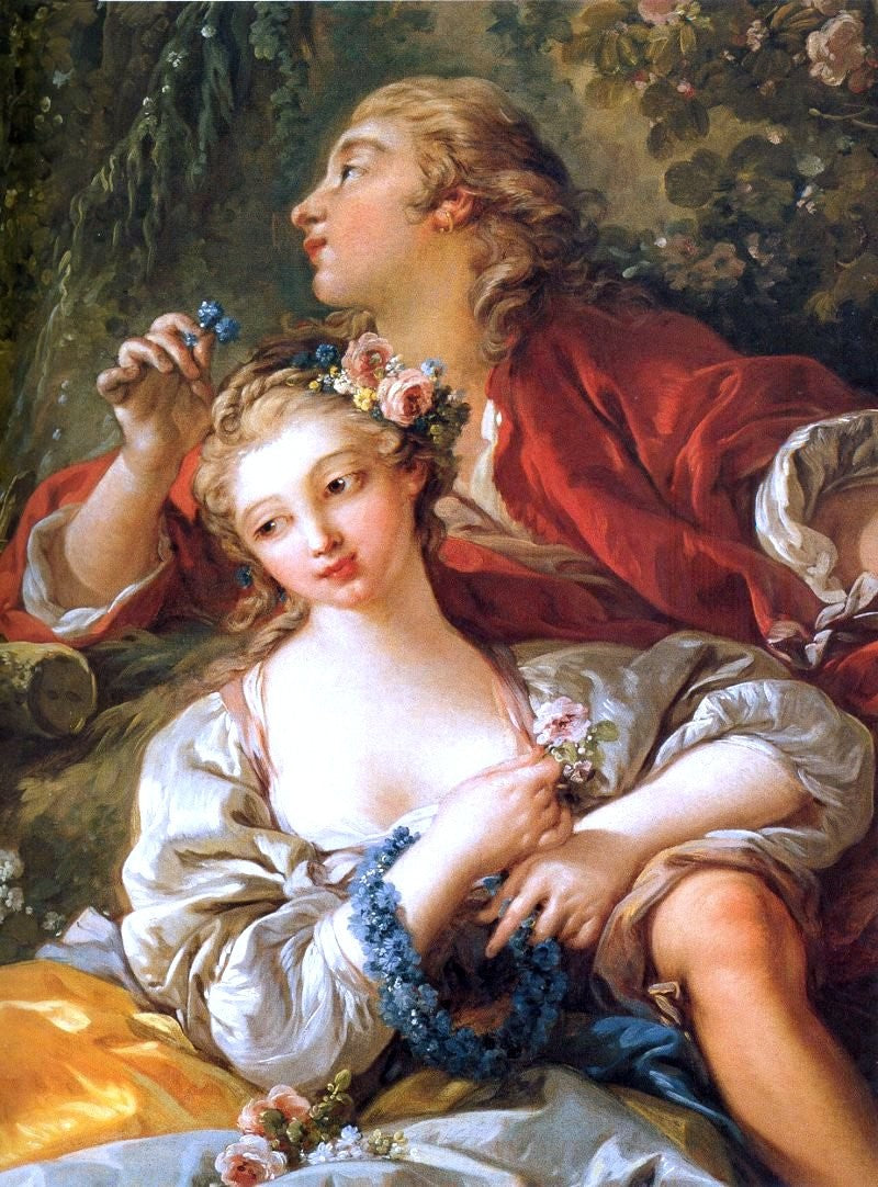 Francois Boucher Lovers in a Park (detail) - Canvas Print