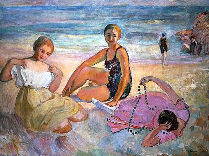 Henri Lebasque On the Beach - Canvas Print