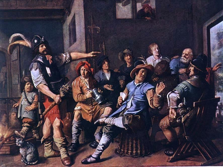 Jan Miense Molenaer The Denying of Peter - Canvas Print