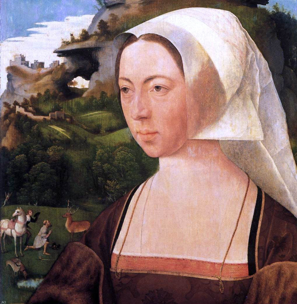 Jan Mostaert Portrait of a Woman (detail) - Canvas Print