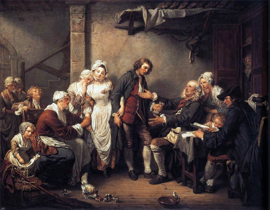 Jean Baptiste Greuze L'Accordee de Village - Canvas Print