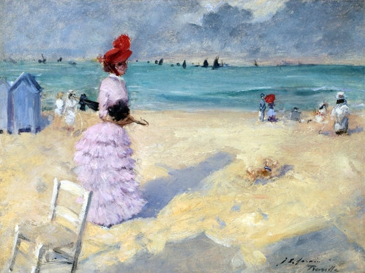 Jean-Louis Forain The Beach at Trouville - Canvas Print