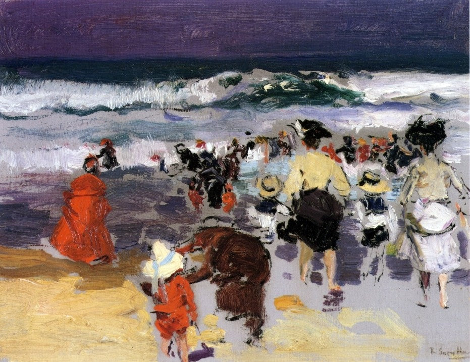Joaquin Sorolla Y Bastida The Beach at Biarritz (sketch) - Canvas Print
