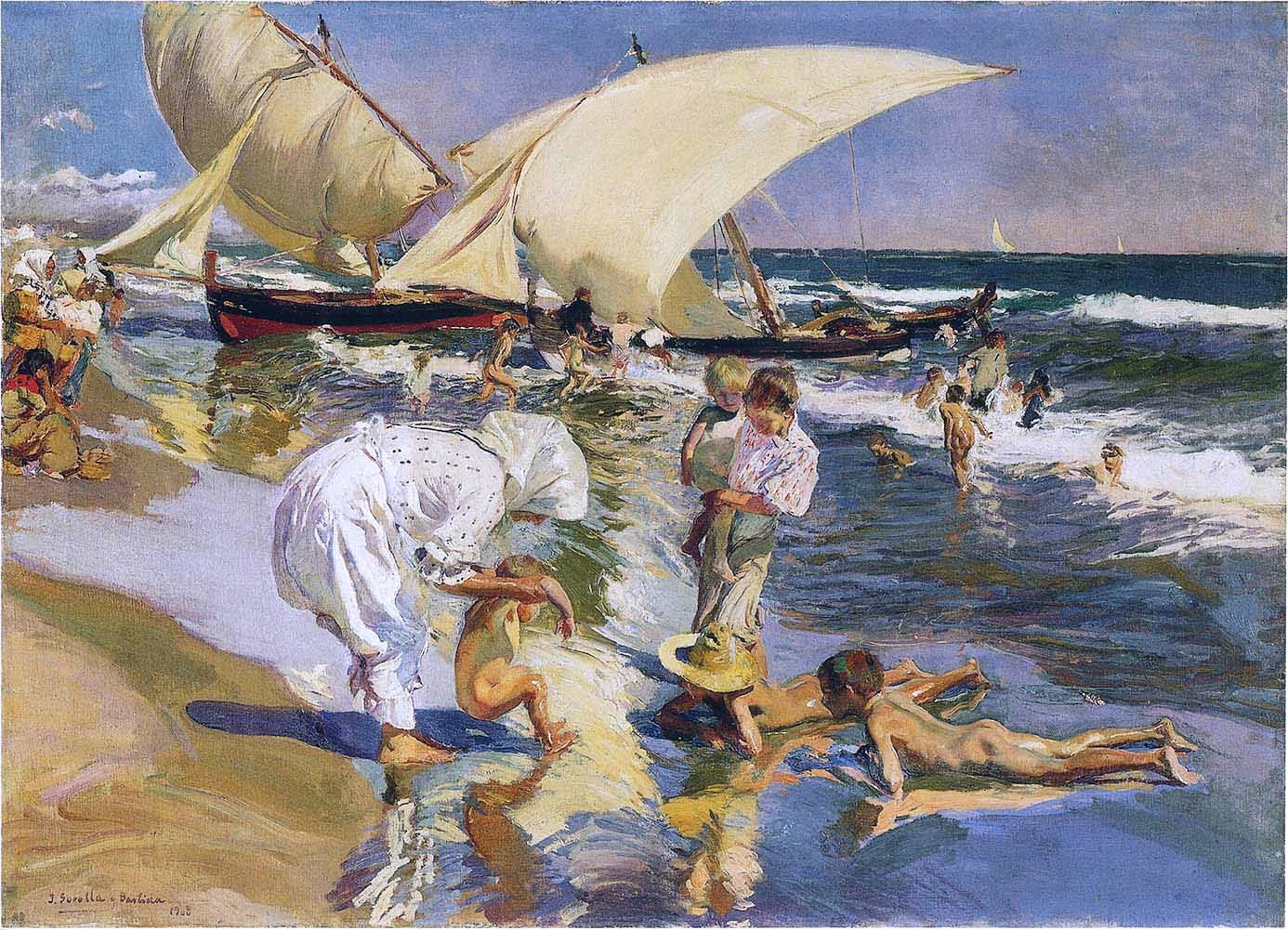 Joaquin Sorolla Y Bastida Valencia Beach in the Morning Light - Canvas Print