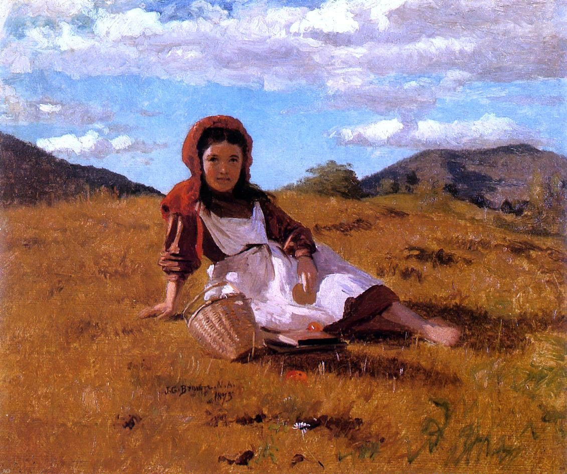 John George Brown The Picnic Basket - Canvas Print