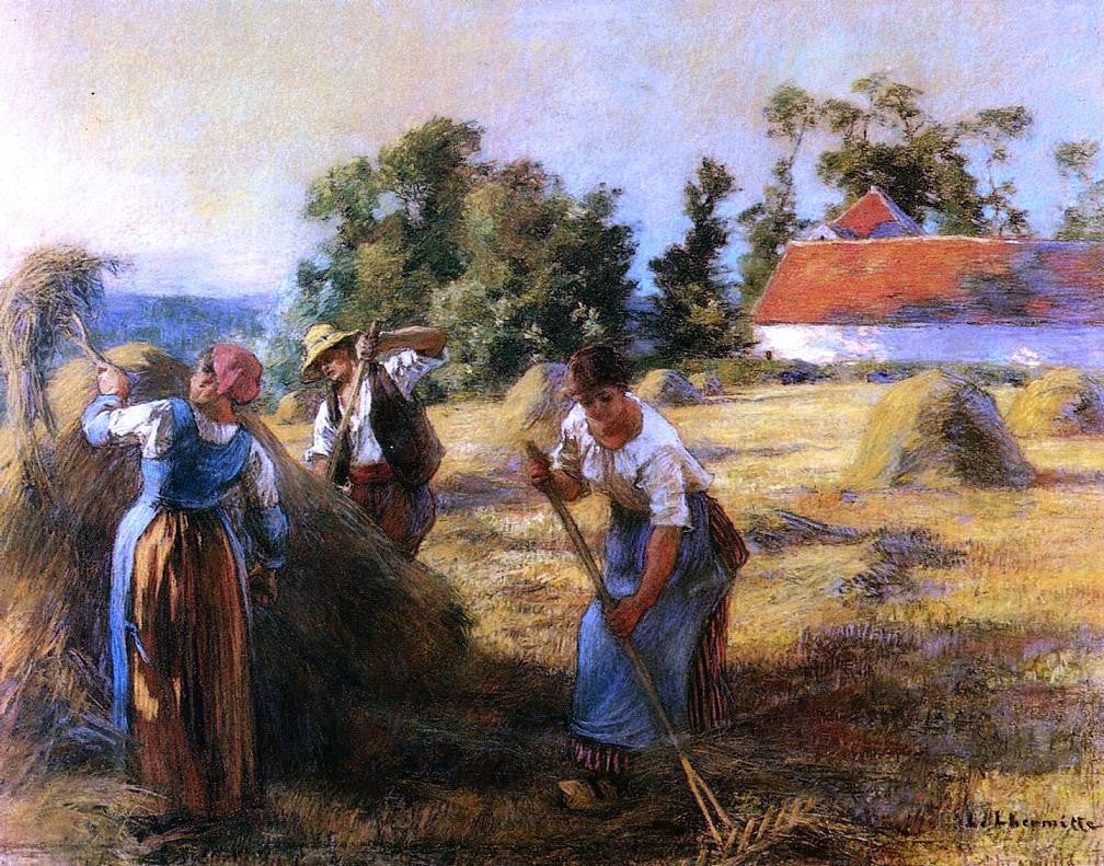 Leon Augustin L'hermitte) Harvest - Canvas Print