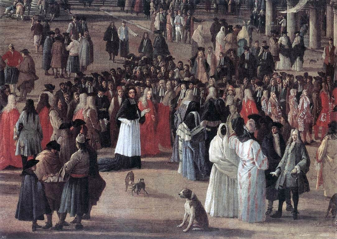 Luca Carlevaris The Reception of Cardinal Cesar d'Estrees (detail) - Canvas Print
