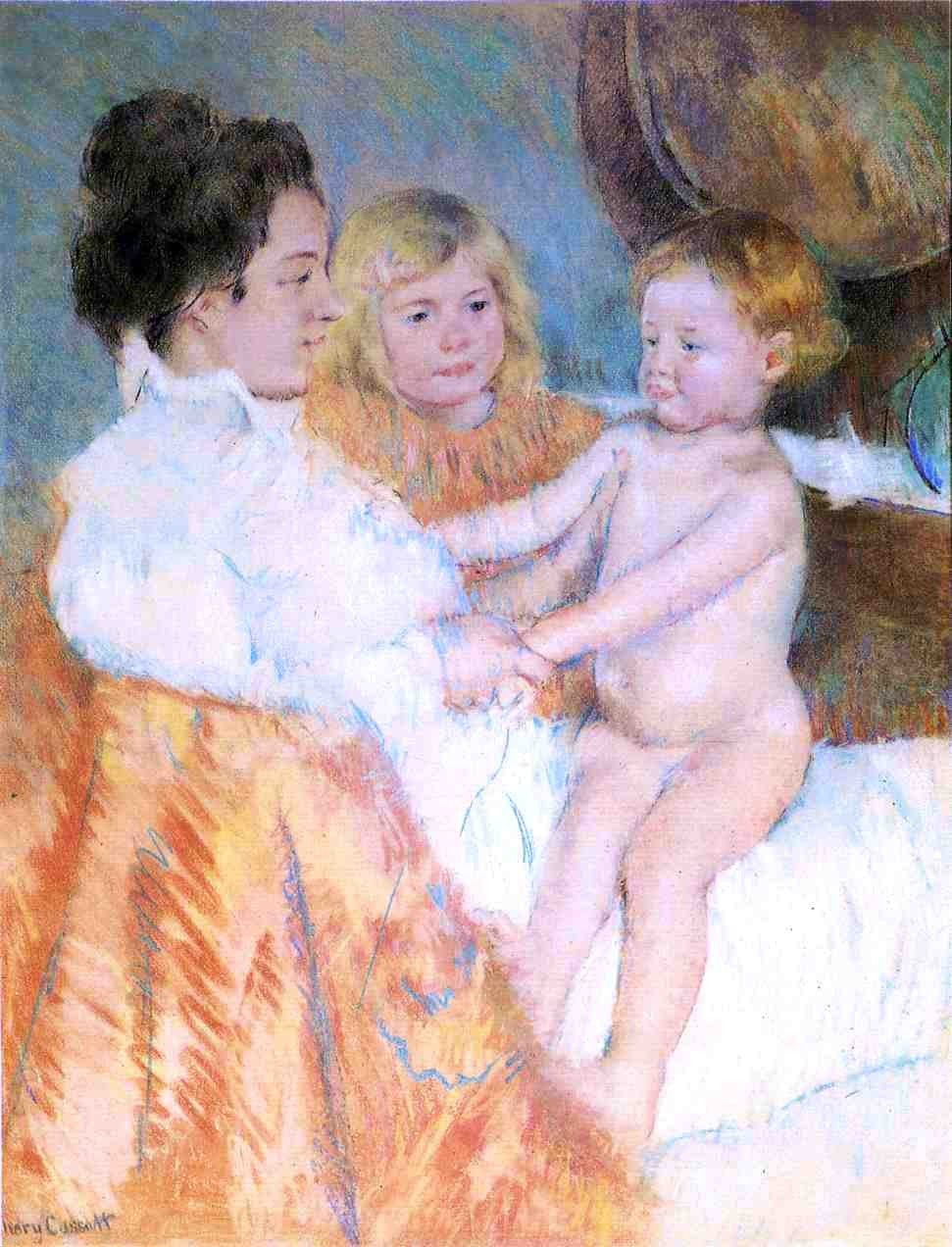 Mary Cassatt Mother, Sara and the Baby (counterproof) - Canvas Print