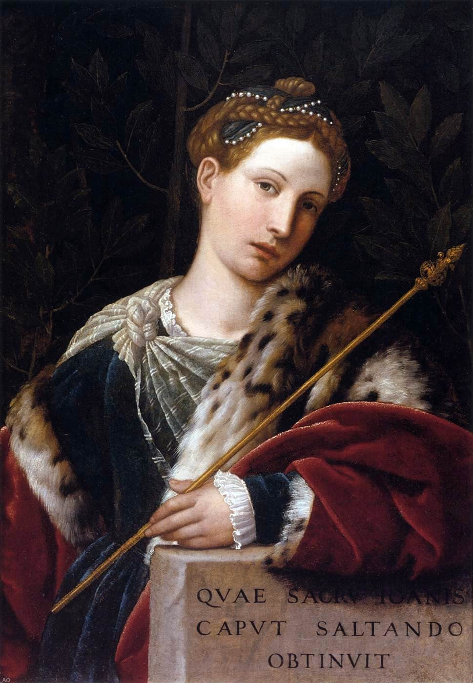 Moretto Da Brescia Portrait of Tullia d'Aragona as Salome - Canvas Print
