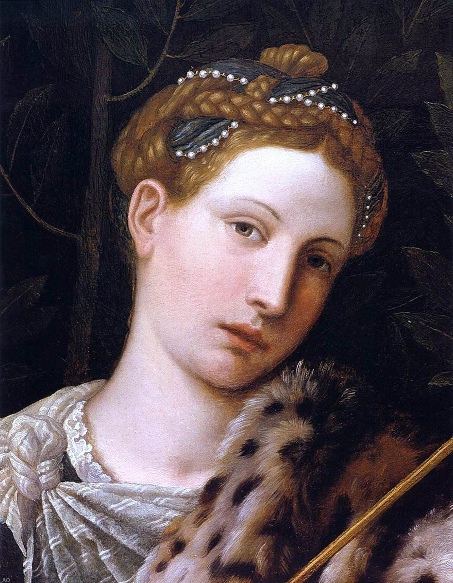 Moretto Da Brescia Portrait of Tullia d'Aragona as Salome (detail) - Canvas Print