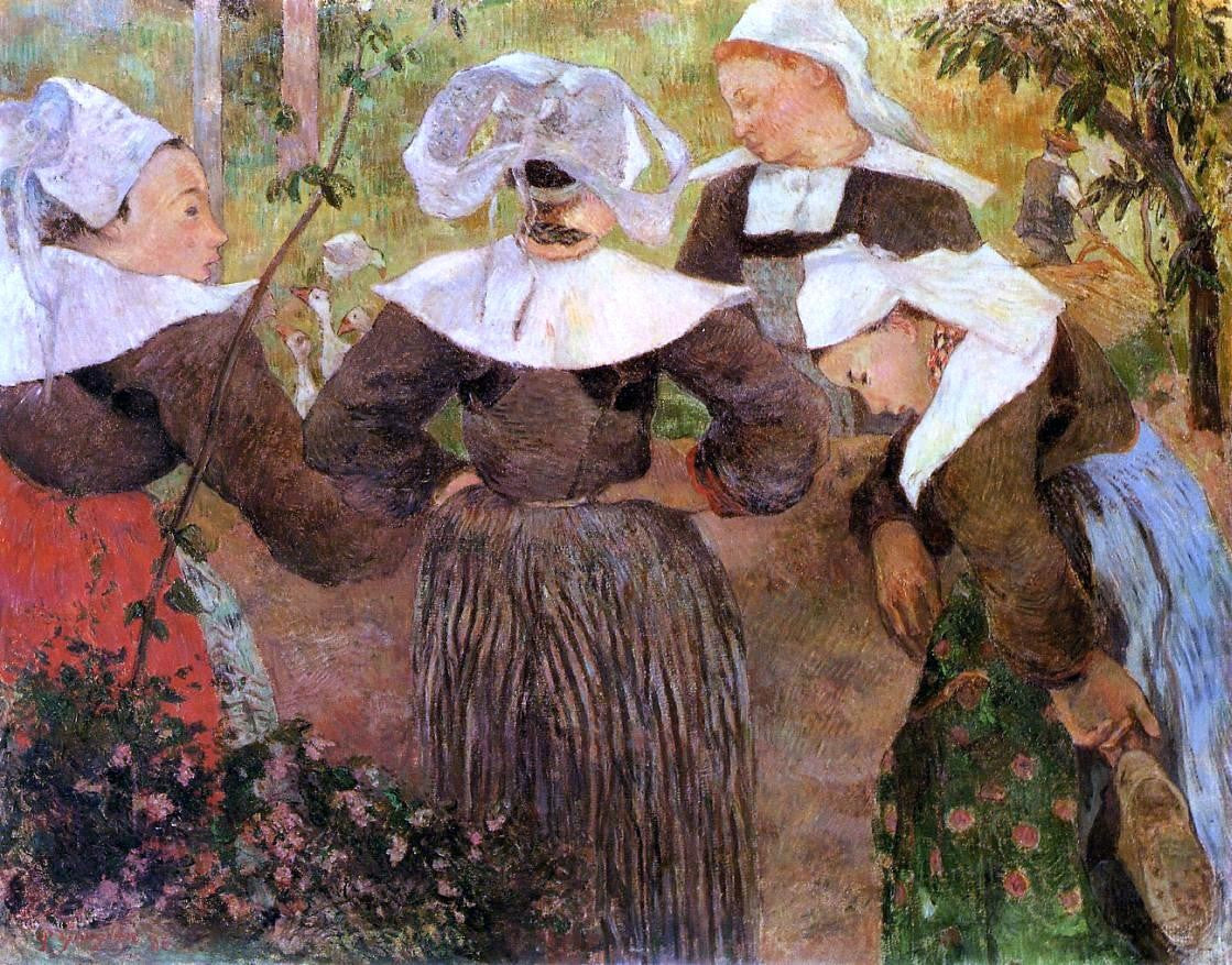 Paul Gauguin Four Breton Women - Canvas Print