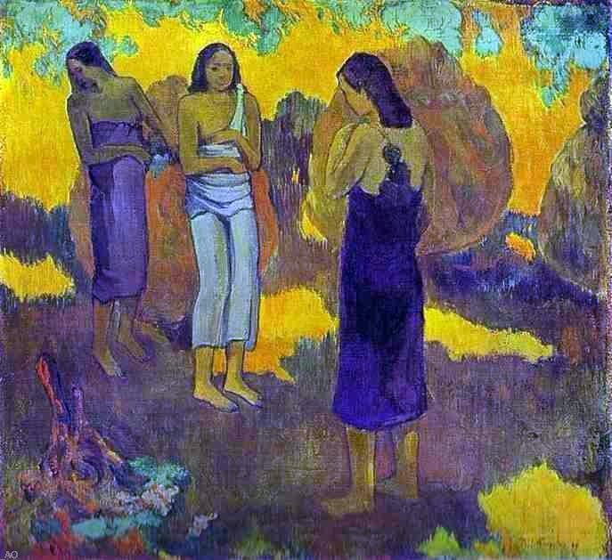 Paul Gauguin Three Tahitian Women Against a Yellow Background - Canvas Print