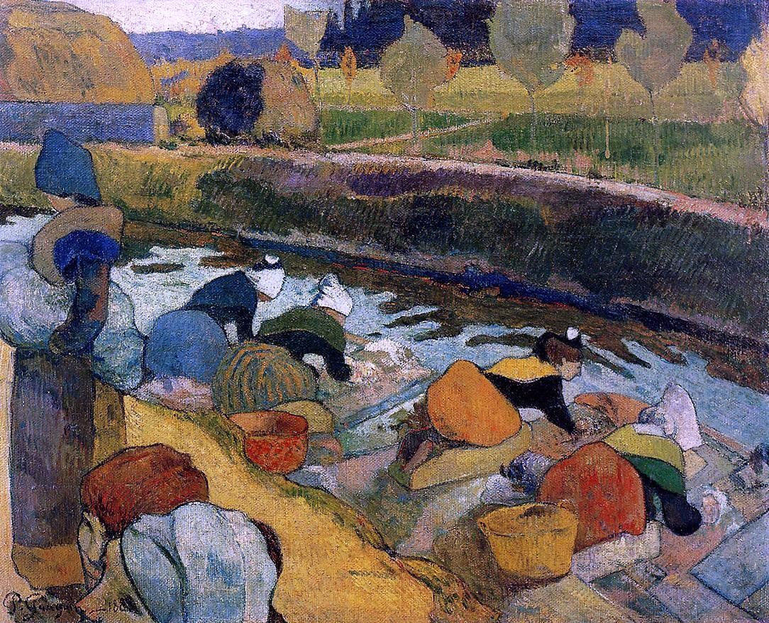 Paul Gauguin Washerwomen at the Roubine du Roi. Arles - Canvas Print