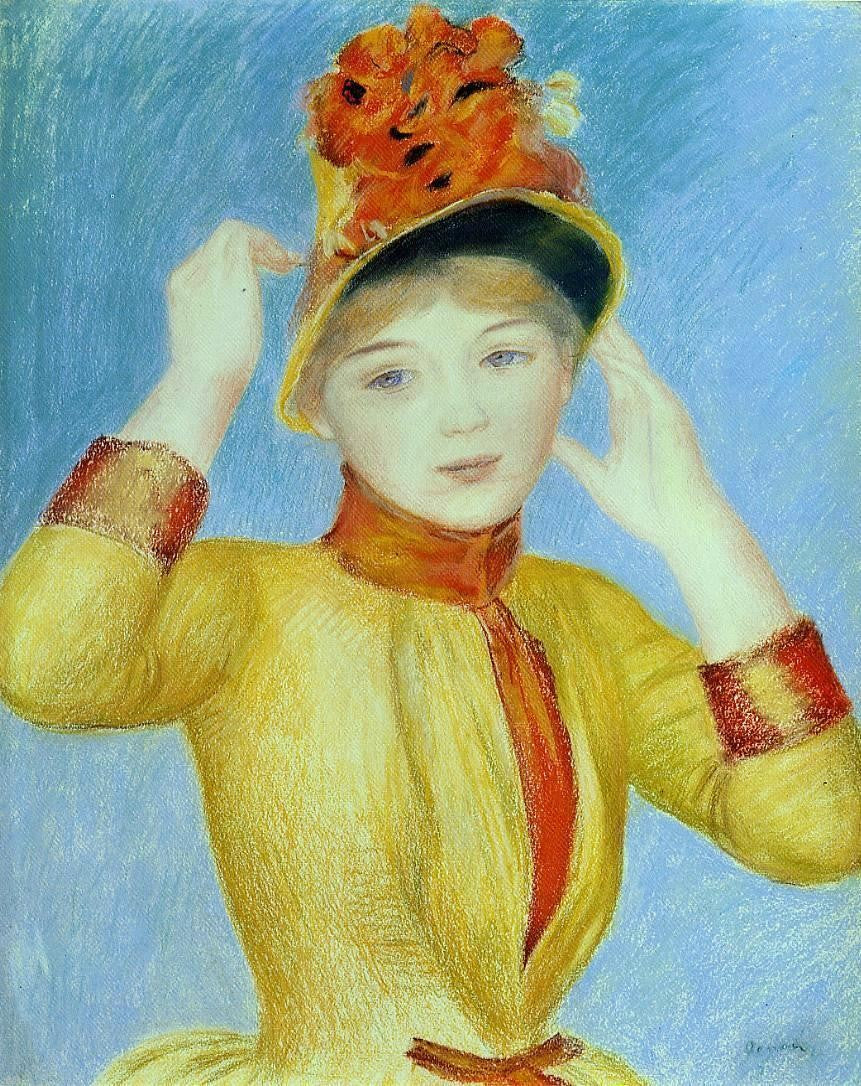 Pierre Auguste Renoir Bust of a Woman (also known as Yellow Dress) - Canvas Print
