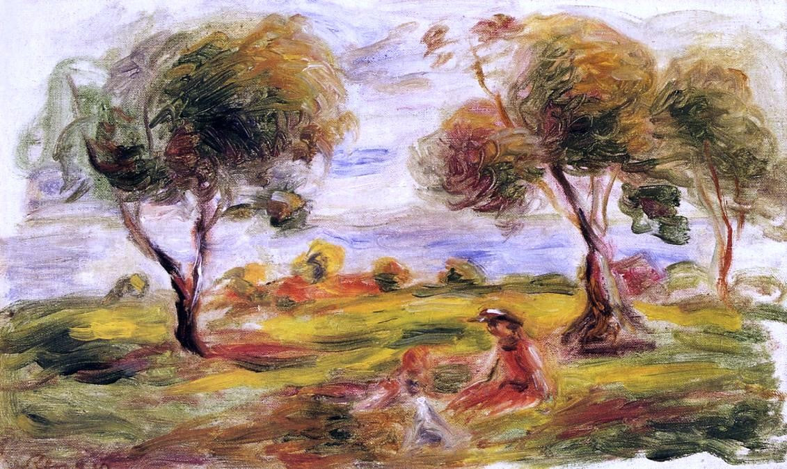 Pierre Auguste Renoir Landscape with Figures at Cagnes - Canvas Print