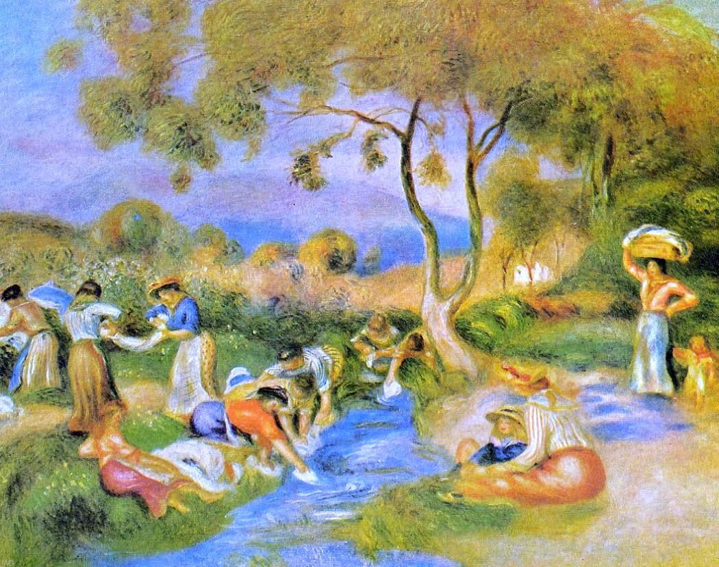 Pierre Auguste Renoir Laundresses at Cagnes - Canvas Print