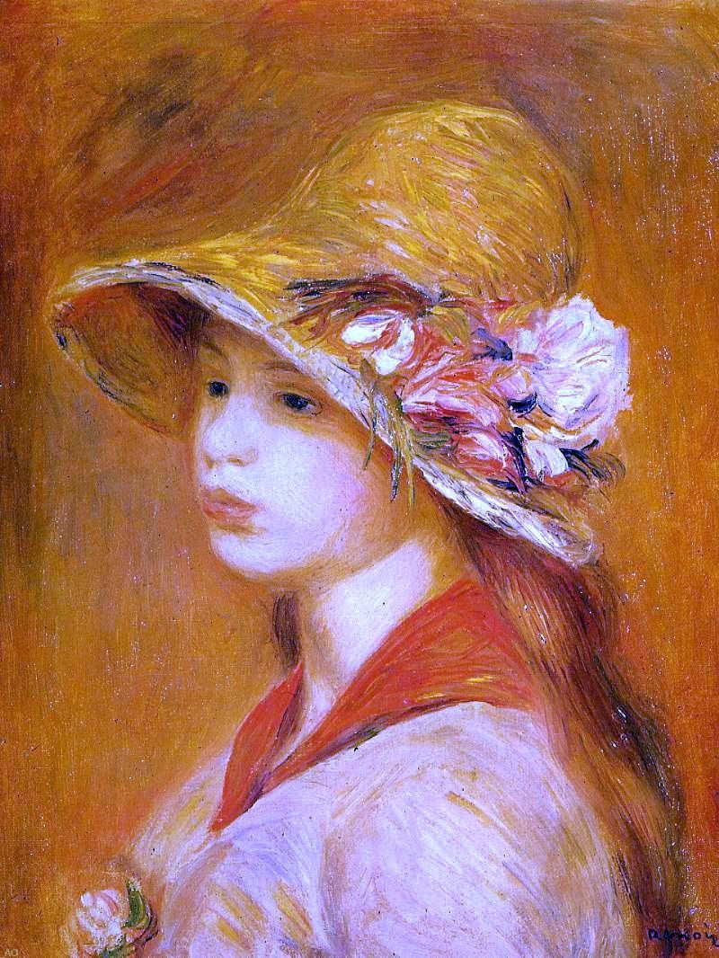 Pierre Auguste Renoir Portrait of a Young Girl - Canvas Print
