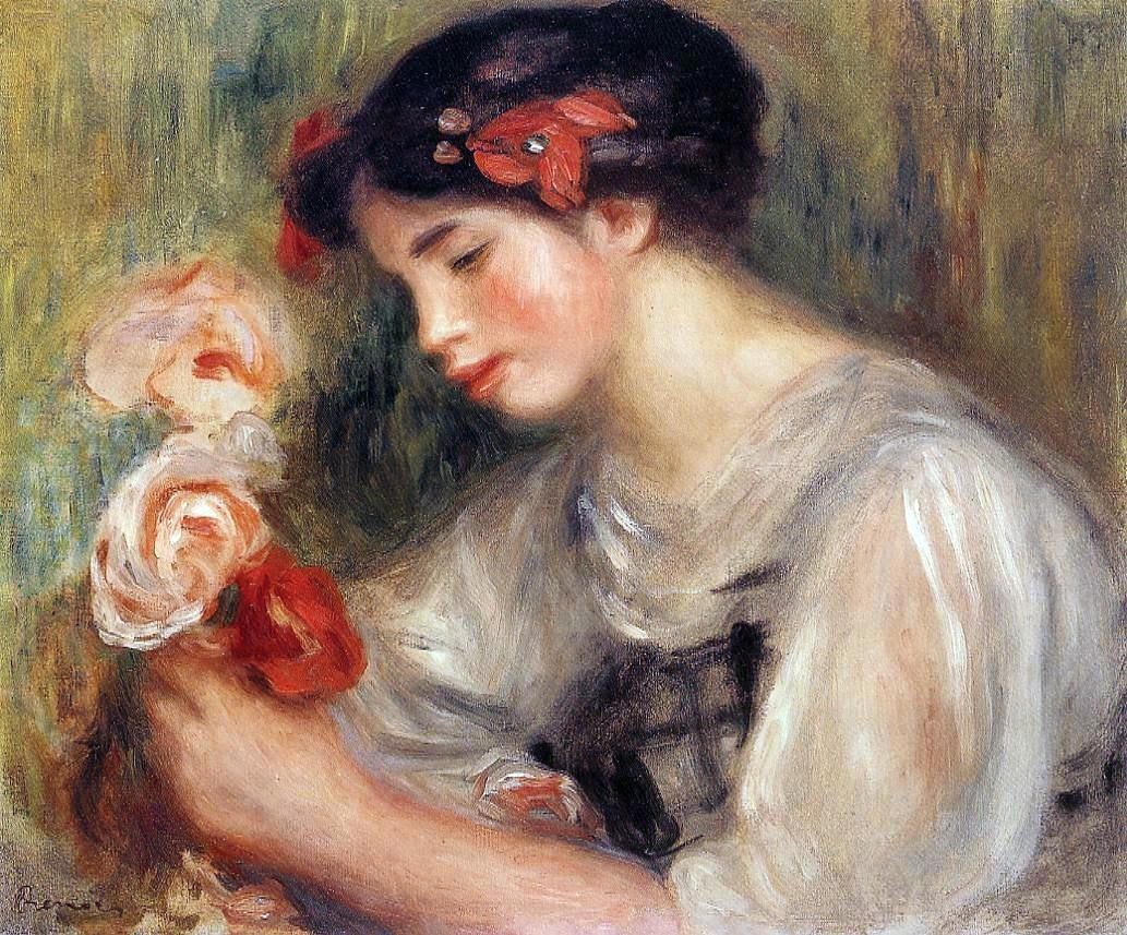 Pierre Auguste Renoir Portrait of Gabrielle (also known as Young Girl with Flowers) - Canvas Print