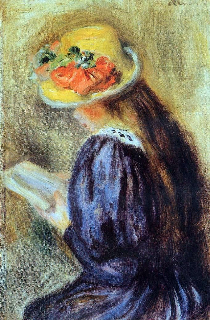 Pierre Auguste Renoir The Little Reader (also known as Little Girl in Blue) - Canvas Print