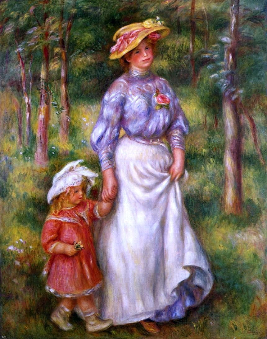 Pierre Auguste Renoir The Promenade (also known as Julienne Dubanc and Adrienne) - Canvas Print