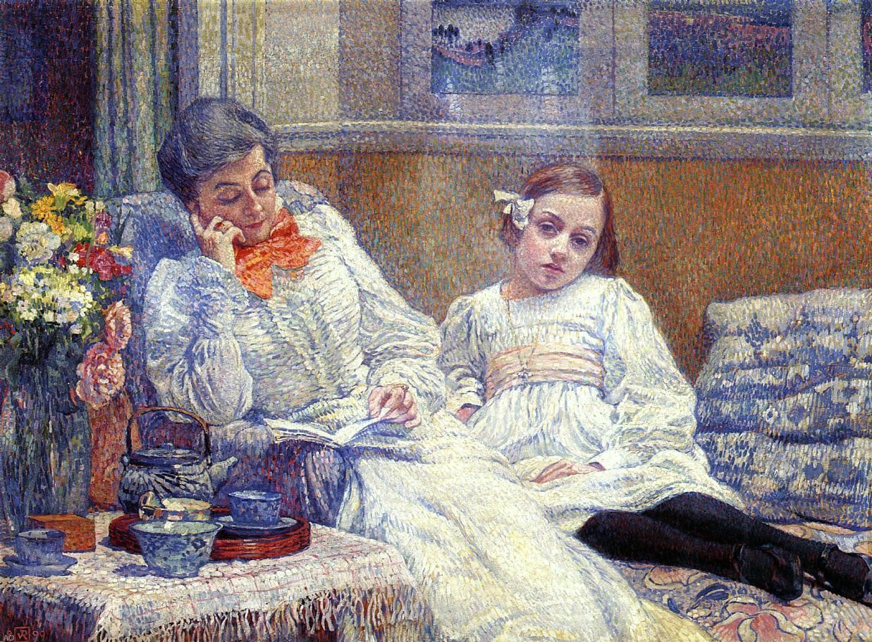 Theo Van Rysselberghe Madame Theo van Rysselberghe and Her Daughter - Canvas Print