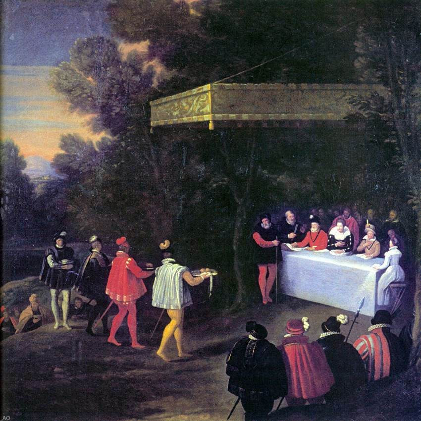 Unknown Painters Masters Outdoor Banquet for Henry IV of France and His Family - Canvas Print