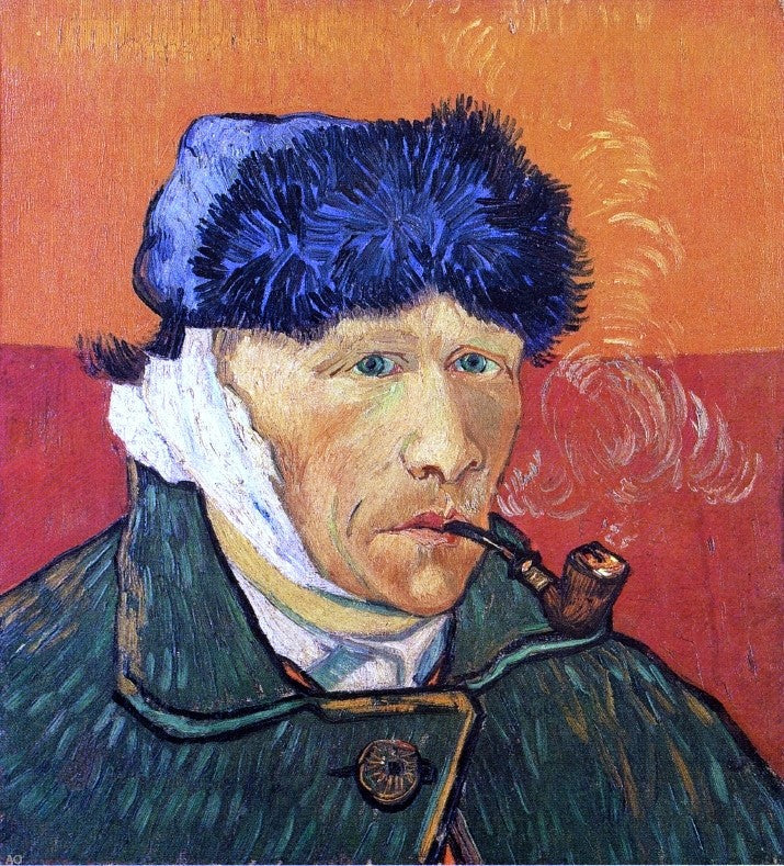 Vincent Van Gogh Self Portrait with Bandaged Ear and Pipe - Canvas Print