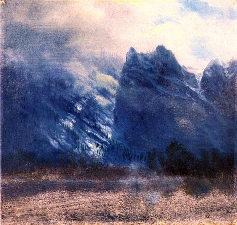 Albert Bierstadt Yosemite Valley - Twin Peaks - Canvas Print