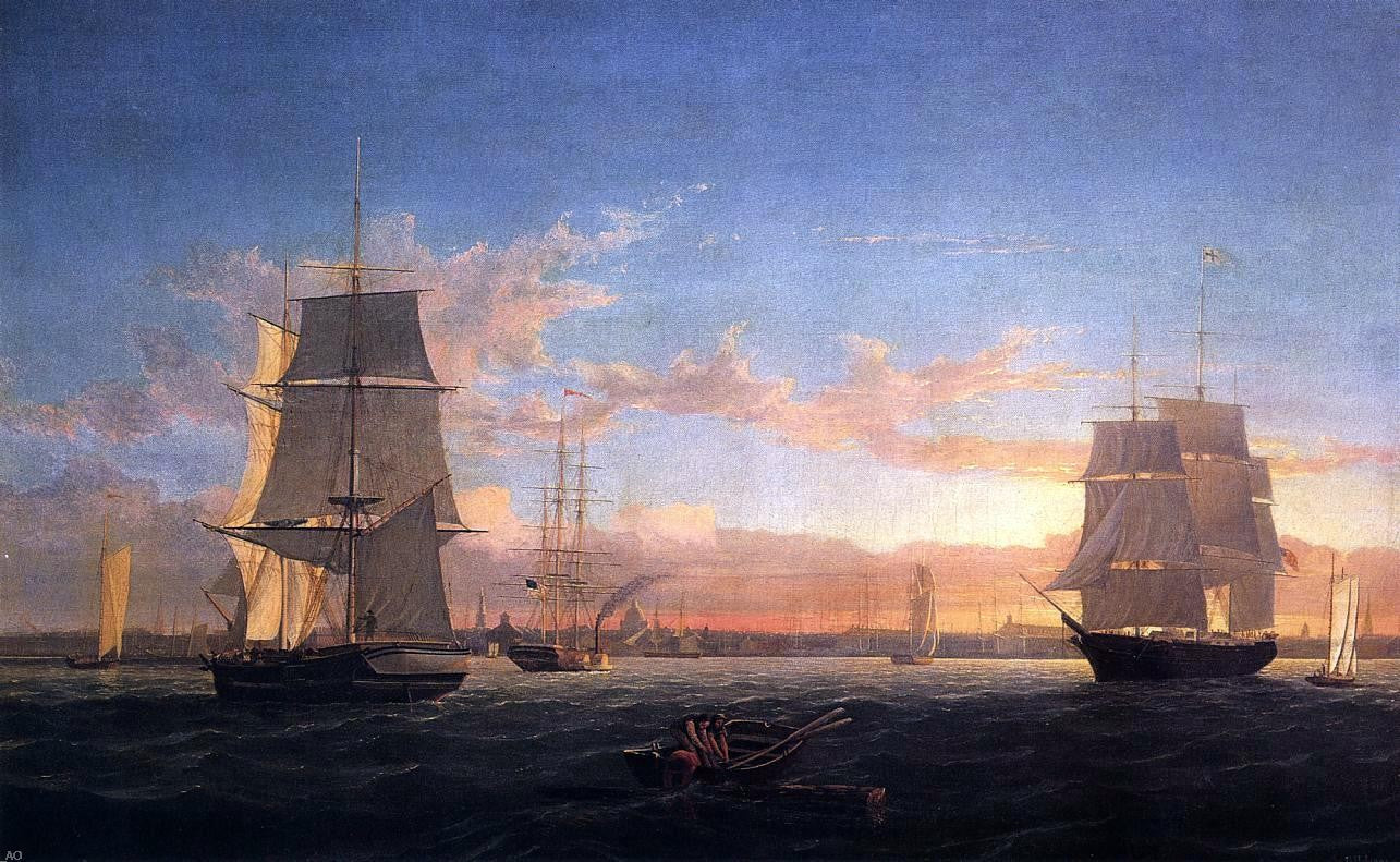 Fitz Hugh Lane Boston Harbor at Sunset - Canvas Print